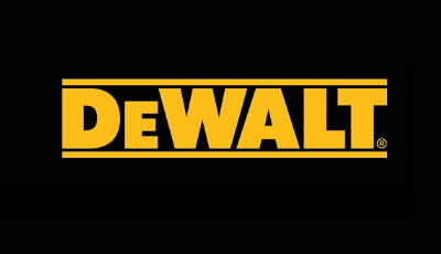 Logótipo DEWALT amarelo sobre fundo preto