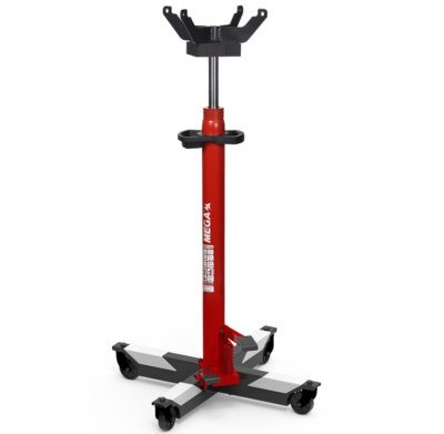 Suporte de motor de oficina vermelho e cinza com rodas