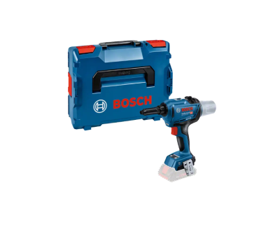 Pistola de impacto Bosch com mala de transporte azul.