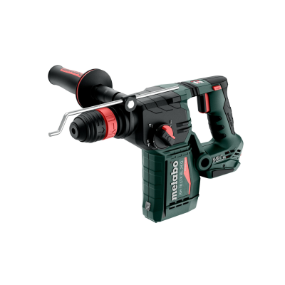 Ferramenta elétrica Metabo verde e preta com detalhes vermelhos.