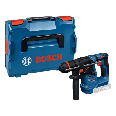 Conjunto de ferramenta Bosch com caixa azul e perfuradora azul e preta