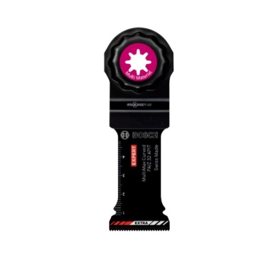 Lâmina de serra multifunções Bosch preta com detalhes roxos, brancos e vermelhos