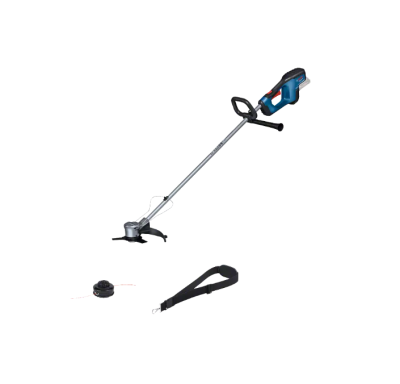 Aparador de relva azul e preto com acessórios