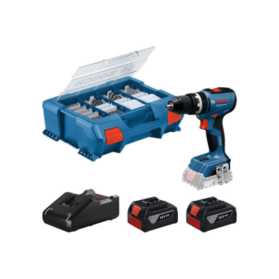 Conjunto Bosch Professional com parafusadeira, estojo para acessórios, carregador e baterias