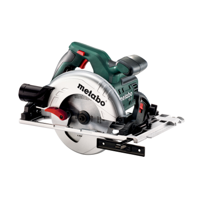 Serra circular elétrica METABO verde, preta e prateada com disco metálico