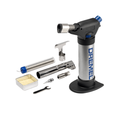 Kit soldador Dremel com maçarico, botijão de gás, suporte e acessórios