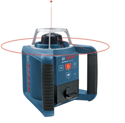 Roteador laser Bosch GLL 300 HV Professional azul e preto com painel e estrutura metálica
