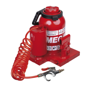 Frasco e pistola de ar comprimido com base vermelha e mangueira