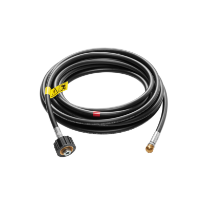 Cabo preto com conector e etiqueta amarela