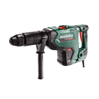 Martelo perfurador elétrico Metabo verde escuro com detalhes pretos e vermelhos