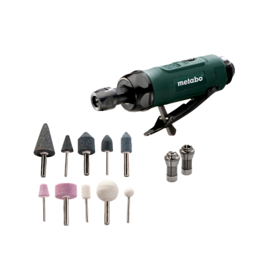Conjunto de ferramenta elétrica pneumática Metabo com acessórios e cabeças de lixa coloridas
