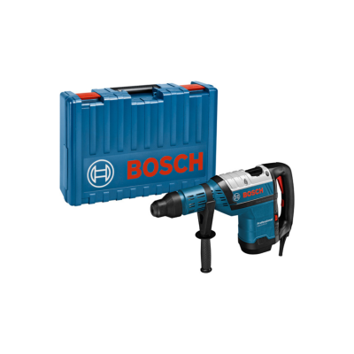 Máquina perfuradora Bosch azul com mala rígida azul de transporte