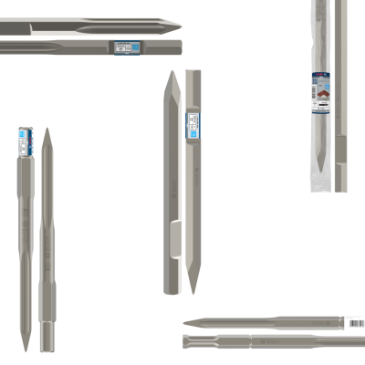 Ponteiros metálicos BOSCH cinza com etiquetas e embalagem transparente