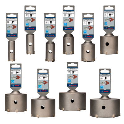 Conjunto de brocas de orifícios Bosch em aço inoxidável com etiquetas de tamanhos variadas