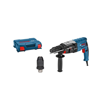 Conjunto de furadeira Bosch com punho auxiliar, mandril extra e estojo azul