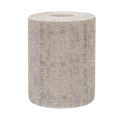 Rolo de tecido elástico bege claro com textura de malha