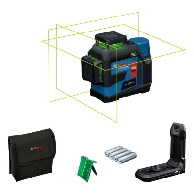 Laser de linhas Bosch azul com acessórios e bolsa preta