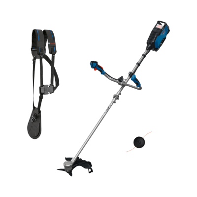 Aparador de relva Bosch azul com arnês preto