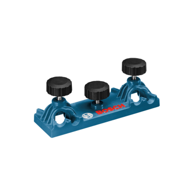 Suporte de ferramenta BOSCH azul com três botões pretos para ajuste