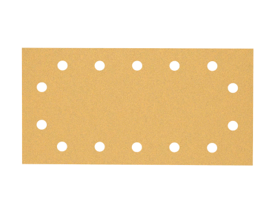 Tapete retangular castanho claro com recortes circulares brancos nas bordas