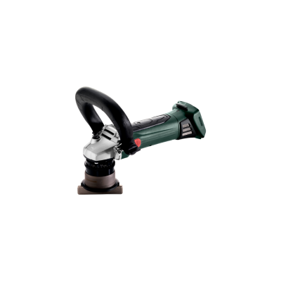 Ferramenta elétrica verde e preta com punho em D e superfície de lixa