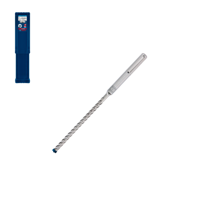 Broca de metal duro para betão com haste e ponta azul em embalagem azul