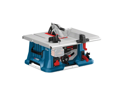 Serra de mesa Bosch GTS 10 XC azul e prata com lâmina visível