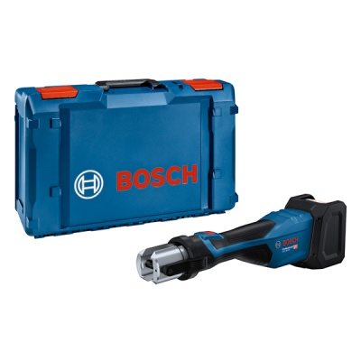 Ferramenta elétrica portátil Bosch azul e preta com estojo azul e vermelho