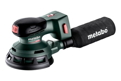 Máquina de lixar Metabo verde e preta com saco coletor negro
