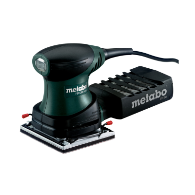 Lixadora elétrica Metabo FSX 200 INTEC verde e preta com suporte de feltro preto