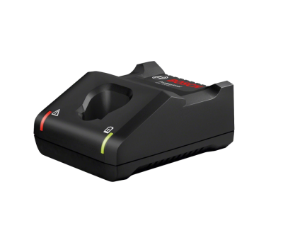 Base de carregamento preta para baterias Bosch Professional com indicadores vermelho e verde