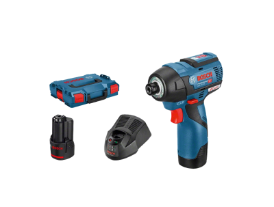 Conjunto de ferramenta elétrica sem fios BOSCH com parafusadora, bateria, carregador e caixa azul