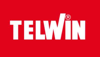 Logótipo TELWIN em branco sobre fundo vermelho