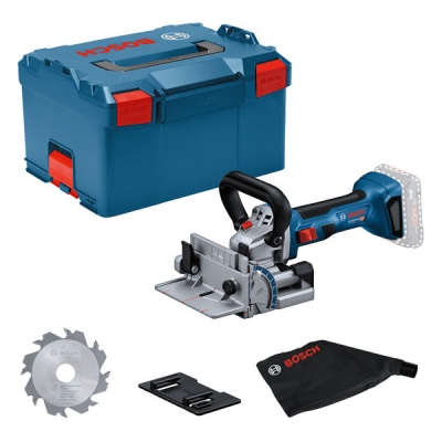 Conjunto de ferramenta Bosch com maleta azul e plaina.