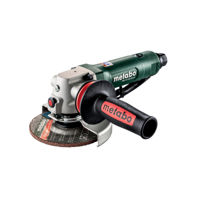 Esmerilhadora Metabo verde, cinza e vermelha isolada com roda de lixa