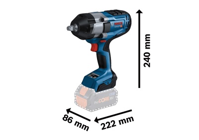 Chave de impacto Bosch com dimensões