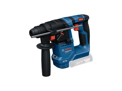 Martelo perfurador a bateria Bosch Professional azul e preto com punho lateral