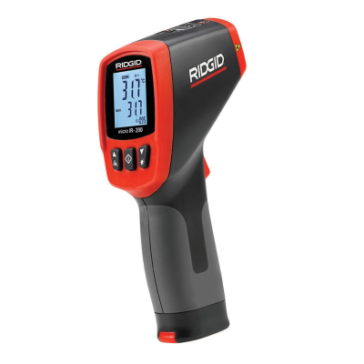 Termómetro infravermelho RIDGID micro IR-200 preto e vermelho com ecrã digital