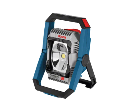 Refletor de trabalho Bosch Professional azul e cinza com lente refletora e botão vermelho