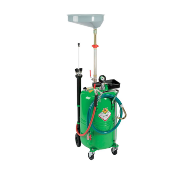 Equipamento verde para recolha de fluidos com funil e medidor de pressão