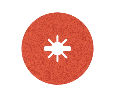 Disco abrasivo laranja com orifício central em forma de estrela
