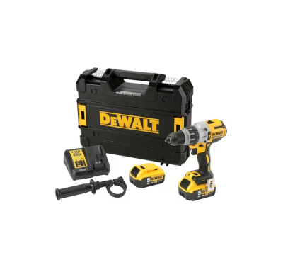 Conjunto de furadeira/parafusadora DEWALT com acessórios e mala de transporte preta e amarela