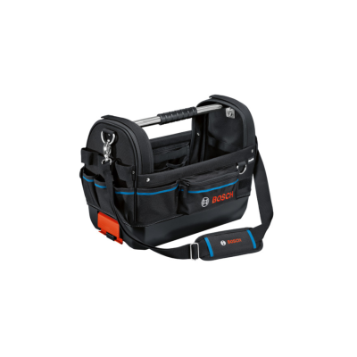 Mala de ferramentas preta BOSCH com alça e estrutura metálica