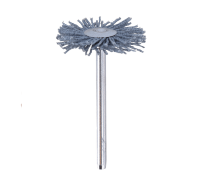 Escova rotativa cinzenta com haste metálica prateada