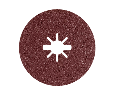 Disco abrasivo circular castanho avermelhado com orifício central