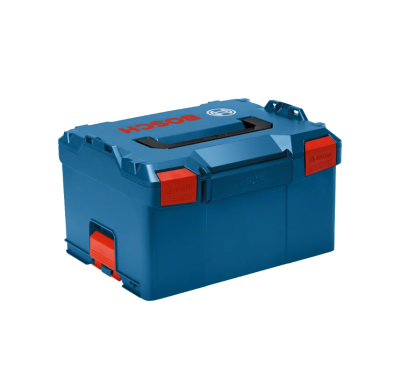 Caixa azul Bosch para ferramentas com fechos vermelhos