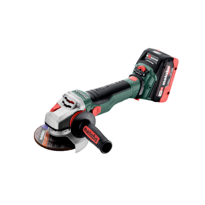 Esmerilhadora Metabo a bateria verde e preta com disco abrasivo
