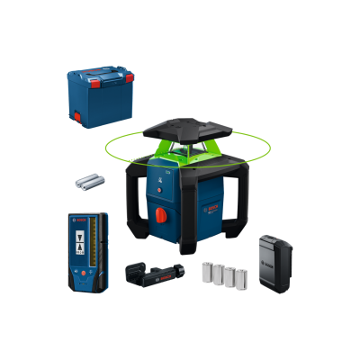 Conjunto de nivelador rotativo Bosch PRO com pilhas, estojo e acessórios