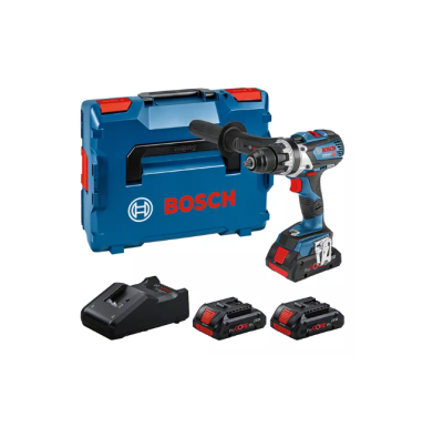 Conjunto de furadeira Bosch com baterias e caixa rígida azul