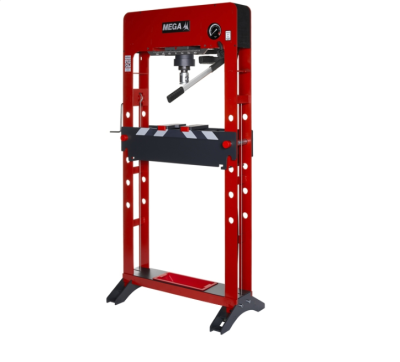 Prensa hidraulica vermelha e preta MEGA com suporte ajustavel